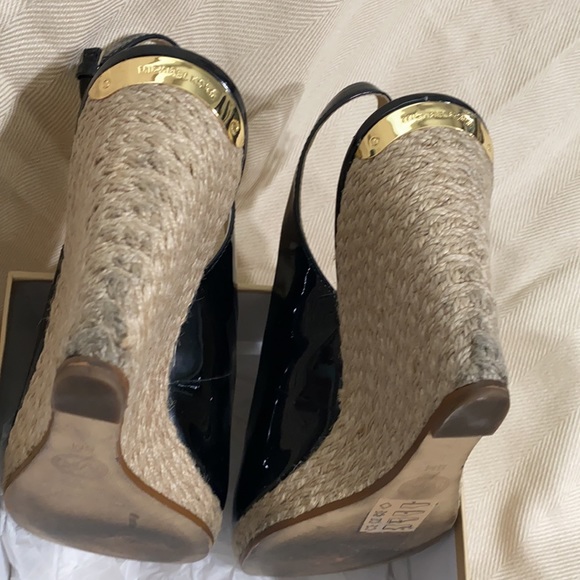 Michael Kors Black Patent  slingback wedges - Picture 9 of 11